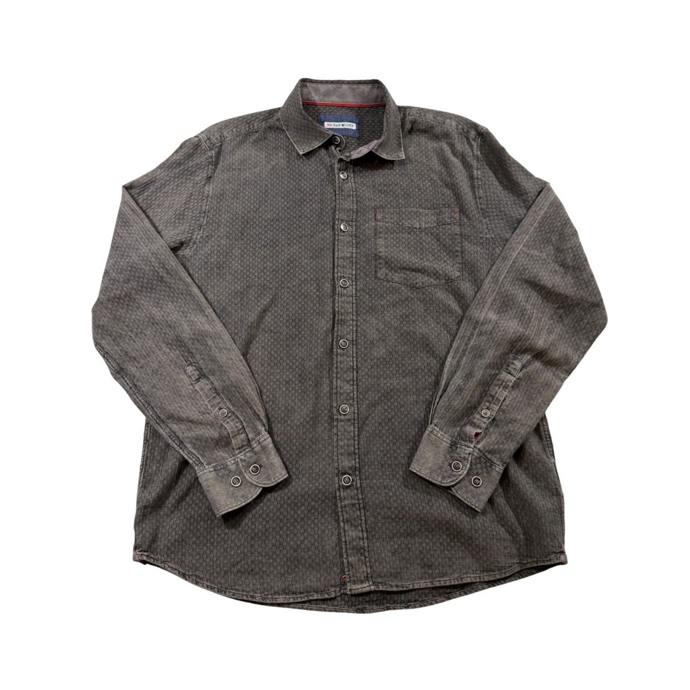 32 Bar Blues Button Down Shirt Gray Chevron Jacquard Indie Preppy Academia M